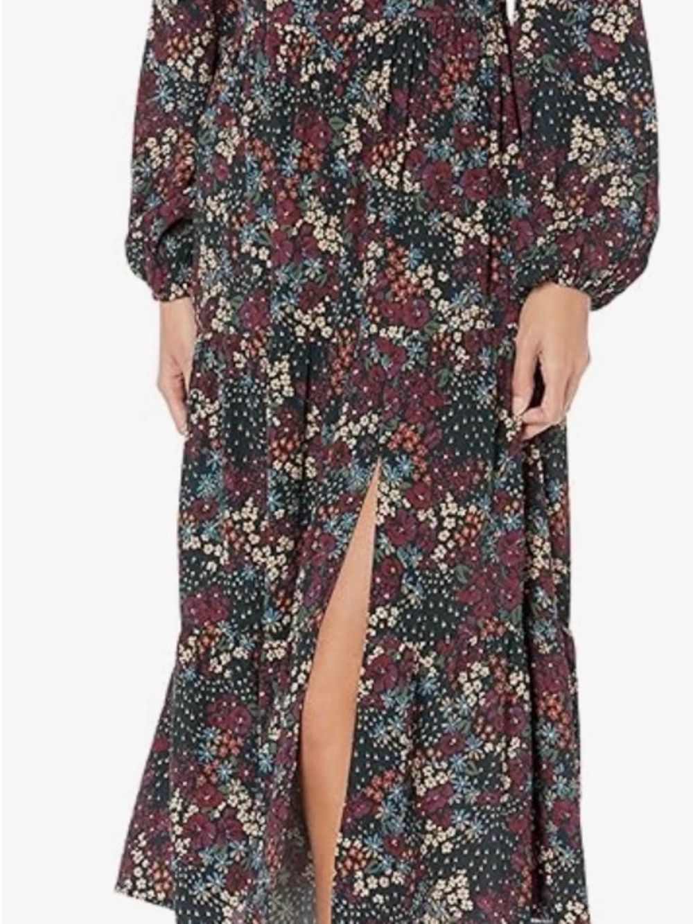 Paige Josephina Floral Long Sleeve Midi Dress in Black Multi